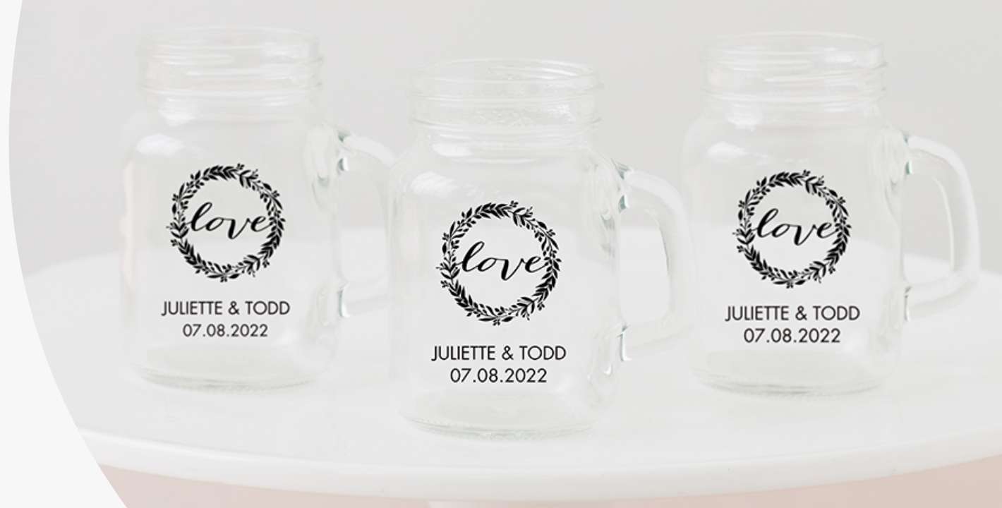 Personalized 4 oz. Mini Mason Jar Shot Glass Favor