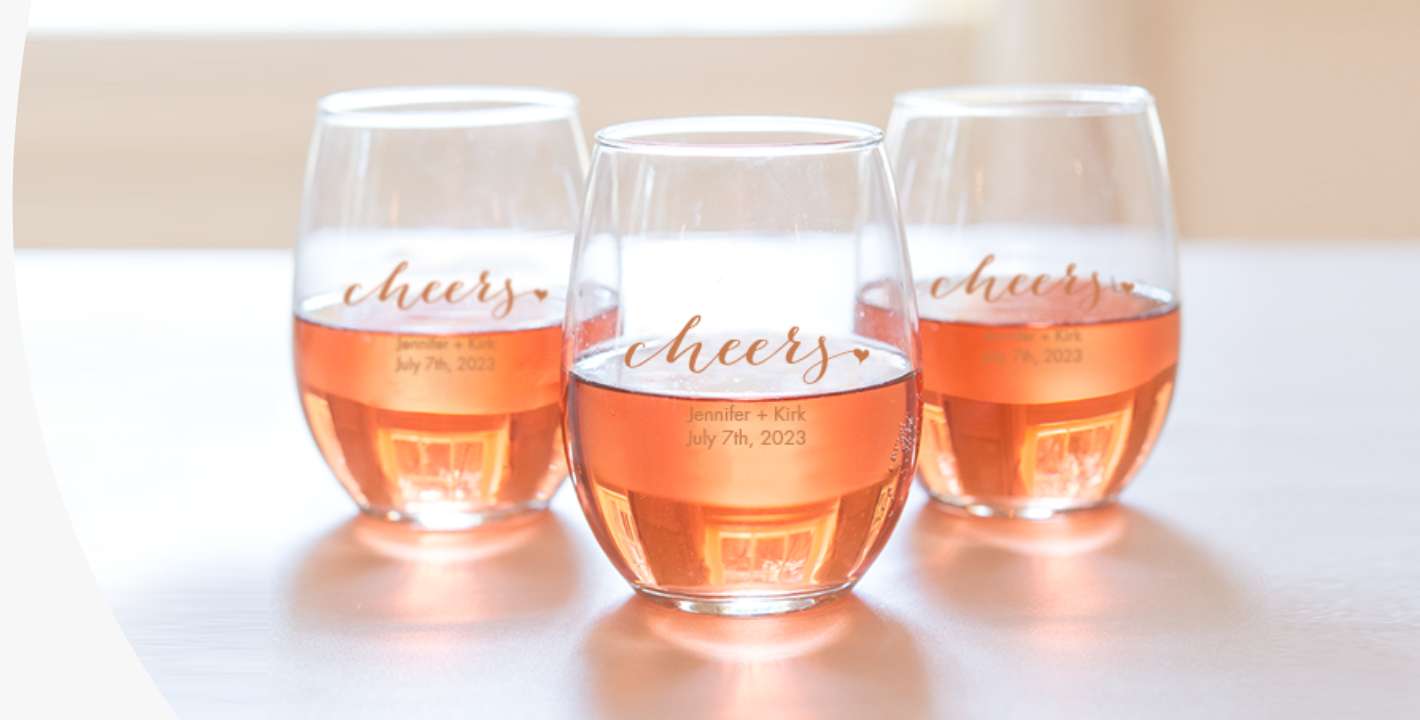 Personalized 15 oz. Stemless Wine Glass Favor