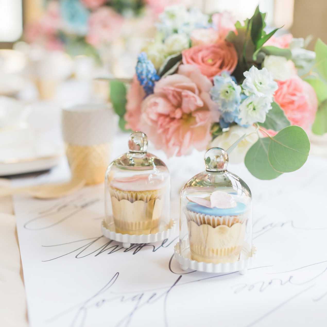 inspiration - smal glass bell jars with white base